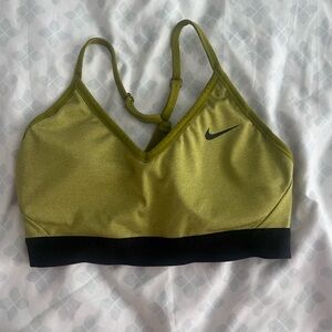 Nike Green and Black Sports Bra with Racerback Design